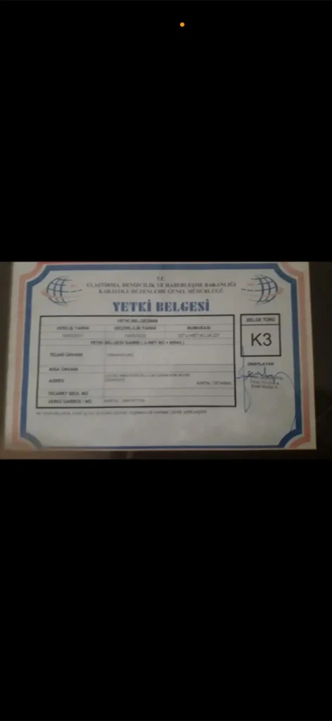 evden eve nakliyat k3 yetki belgesi